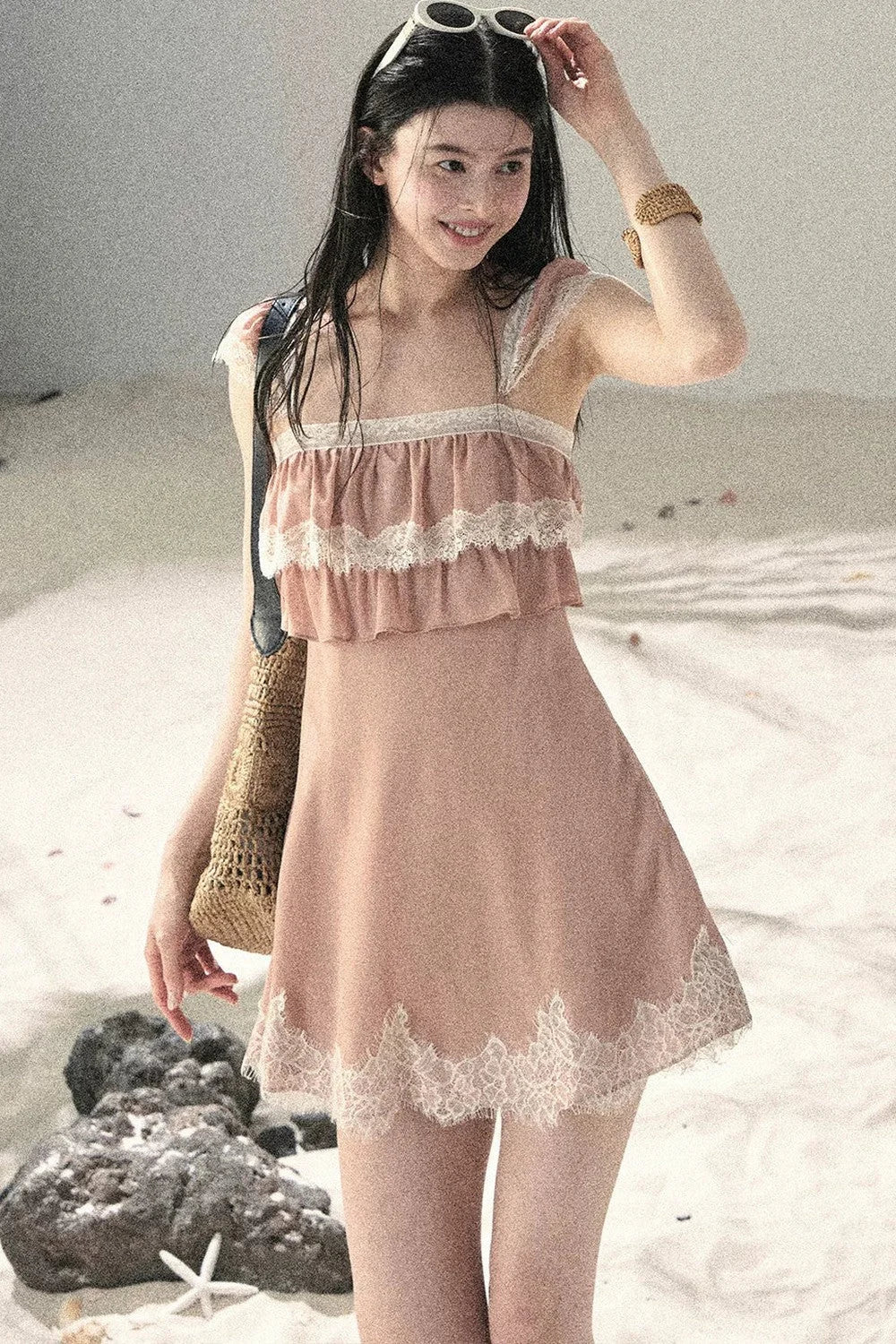 Orange Lace Chiffon Dress