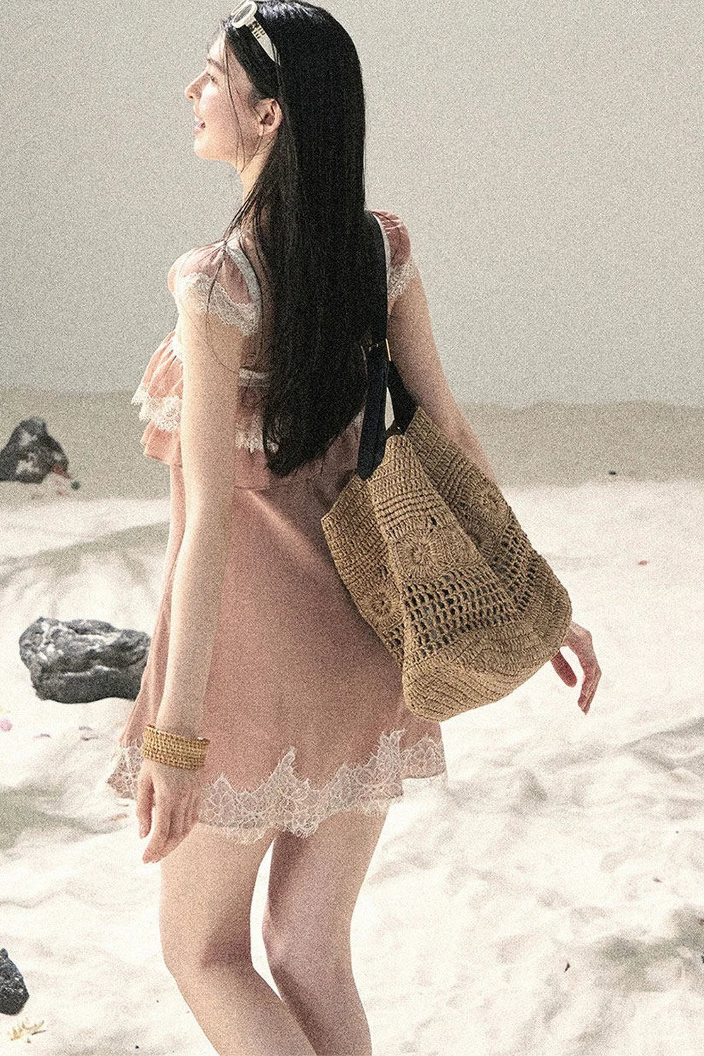 Orange Lace Chiffon Dress