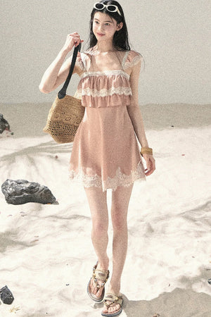 Orange Lace Chiffon Dress