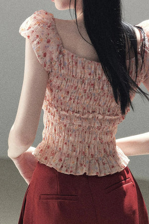 Orange Sunset Floral Blouse