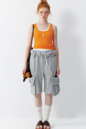 Orange U-Neck Tank Top