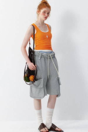 Orange U-Neck Tank Top