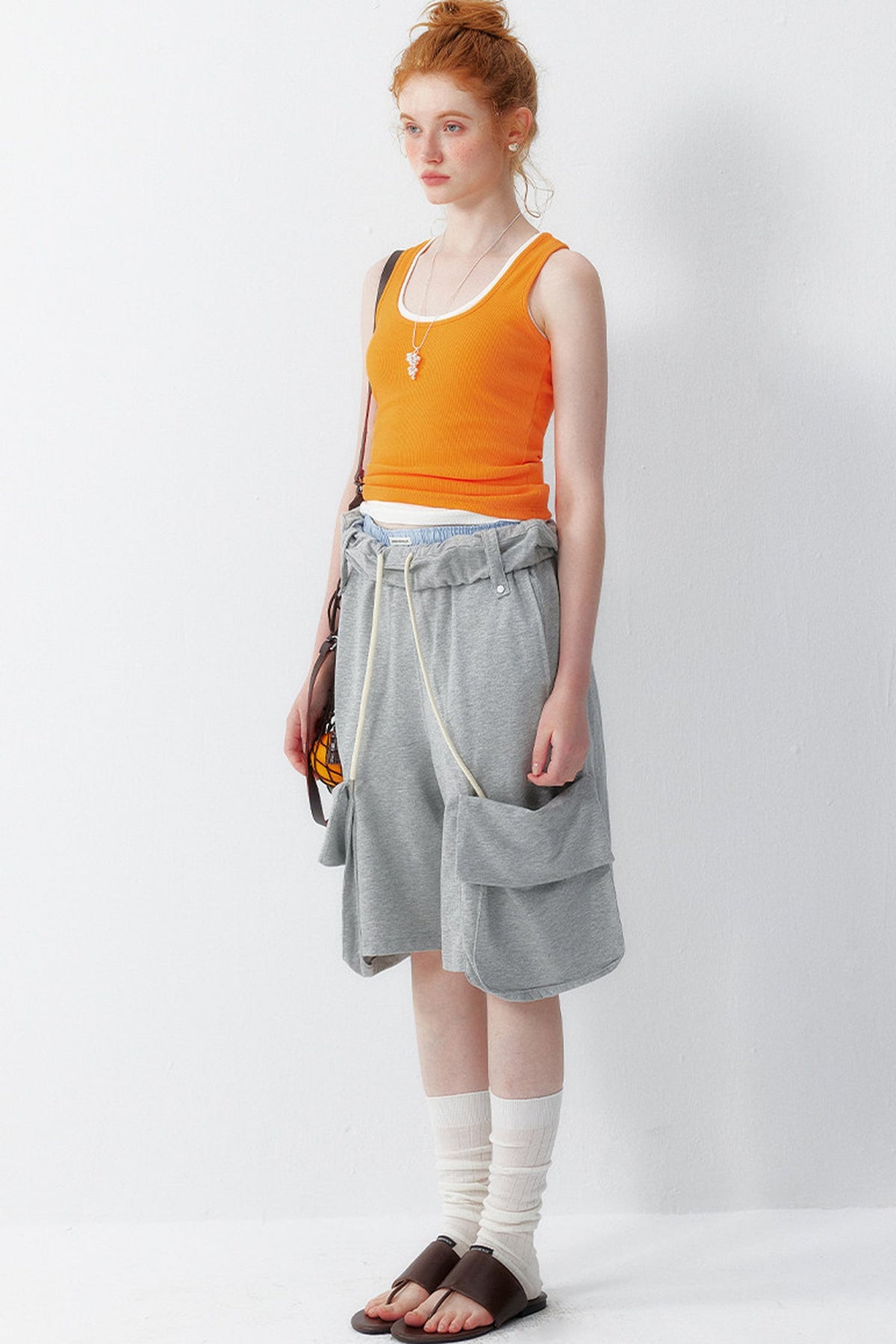Orange U-Neck Tank Top