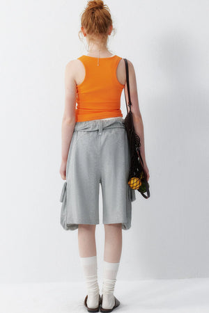 Orange U-Neck Tank Top