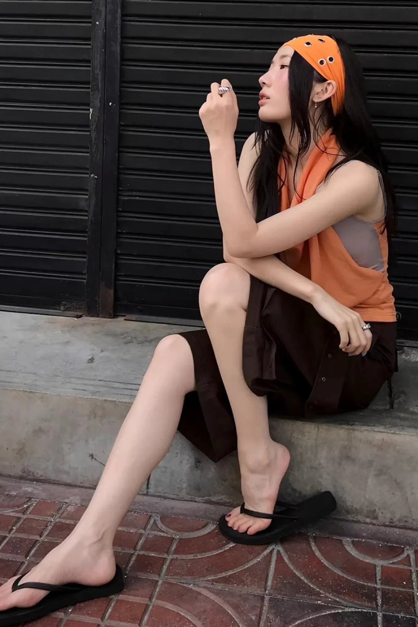 Orange Wave Halter Top