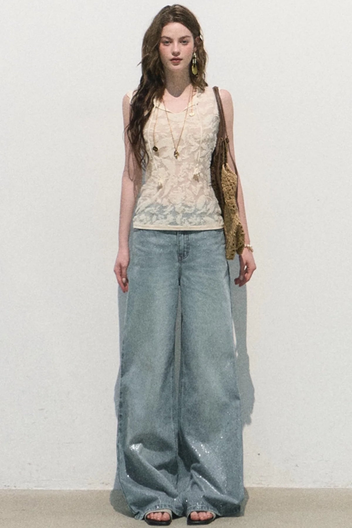 Organza Jacquard Tie Blouse