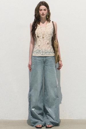 Organza Jacquard Tie Blouse