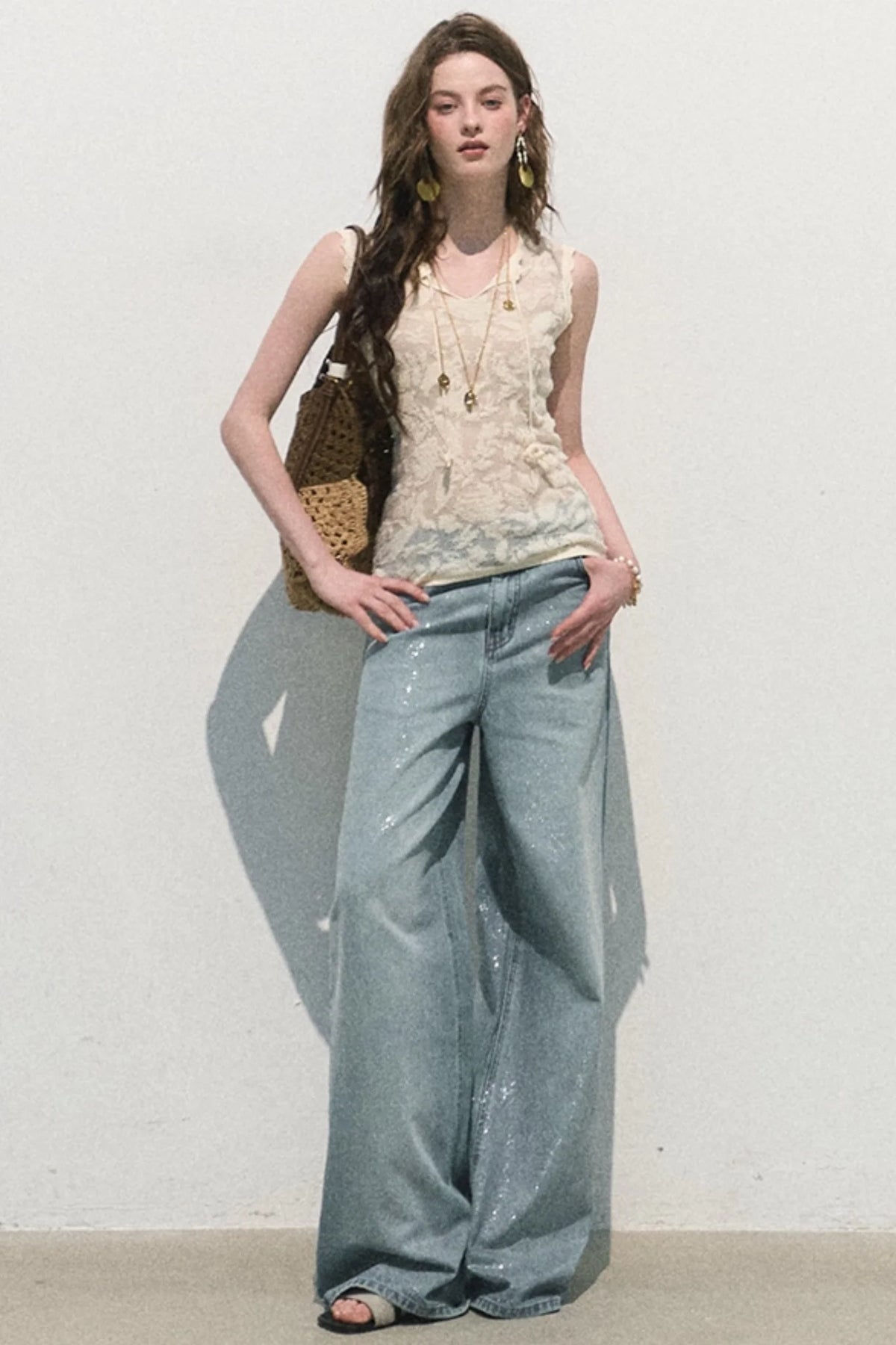 Organza Jacquard Tie Blouse