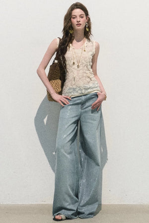 Organza Jacquard Tie Blouse