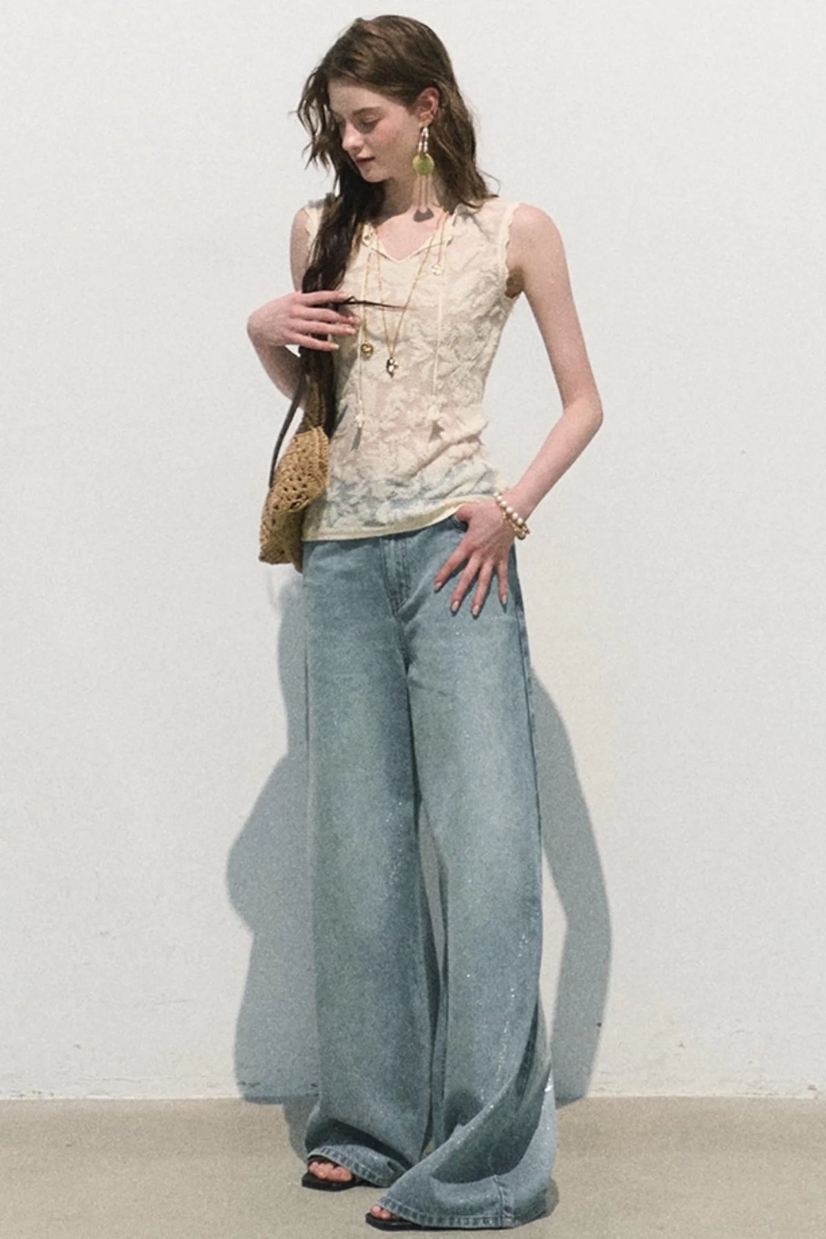Organza Jacquard Tie Blouse