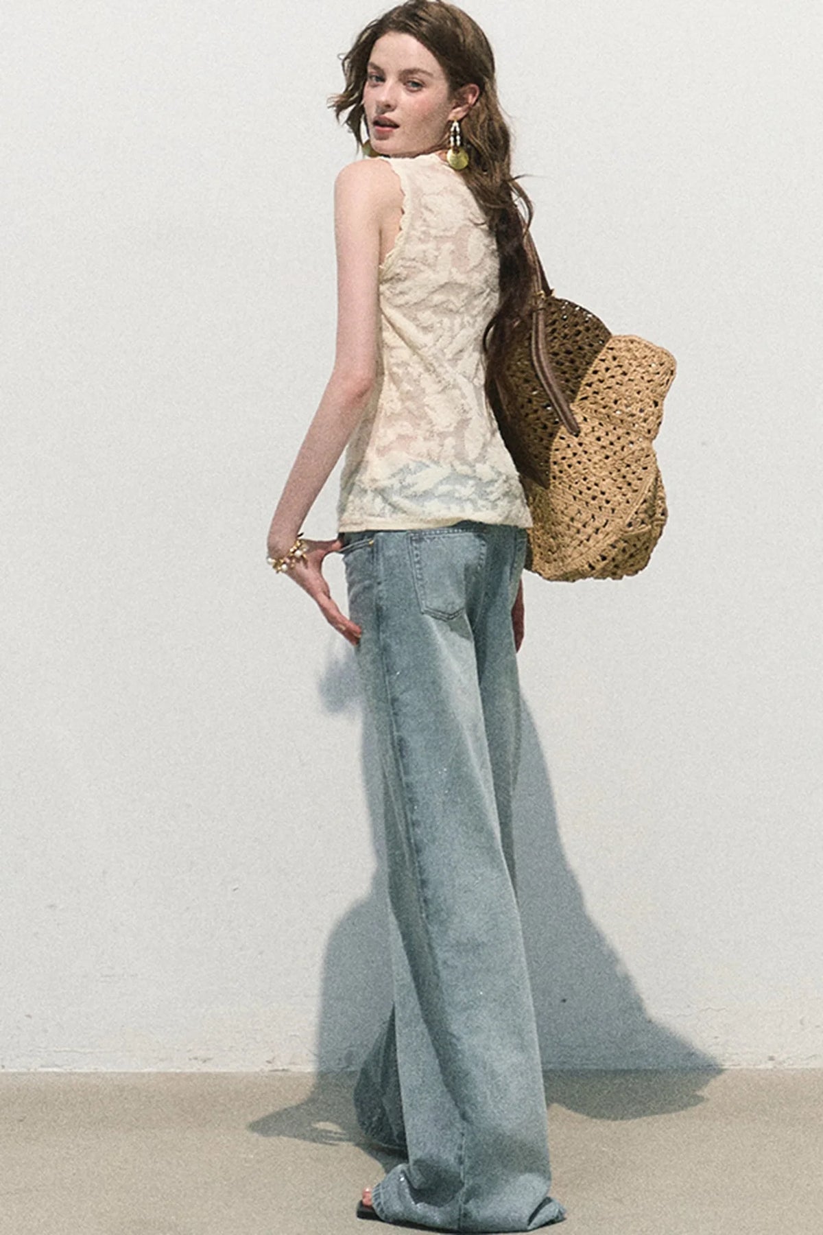 Organza Jacquard Tie Blouse