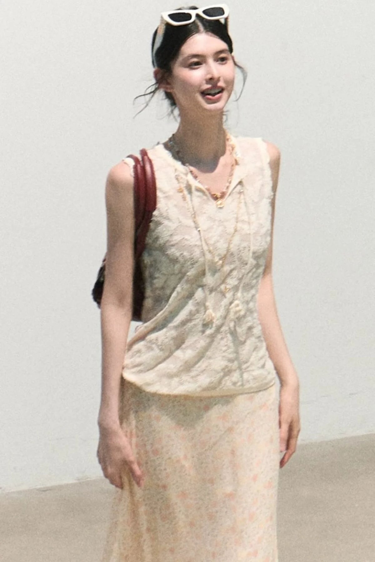 Organza Jacquard Tie Blouse