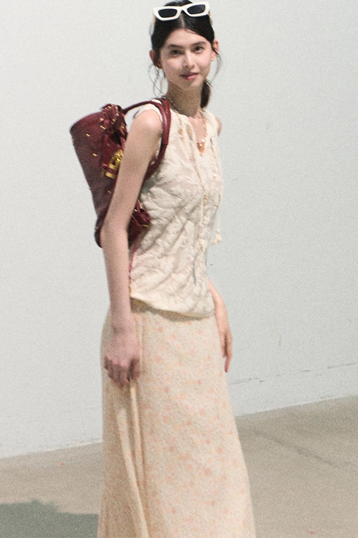 Organza Jacquard Tie Blouse