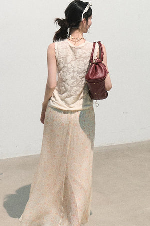 Organza Jacquard Tie Blouse