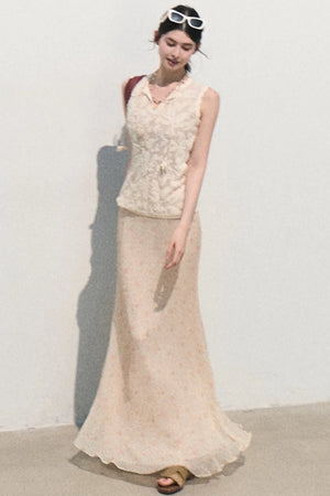 Organza Jacquard Tie Blouse