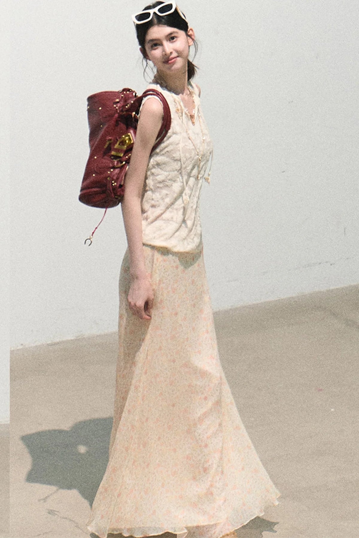 Organza Jacquard Tie Blouse