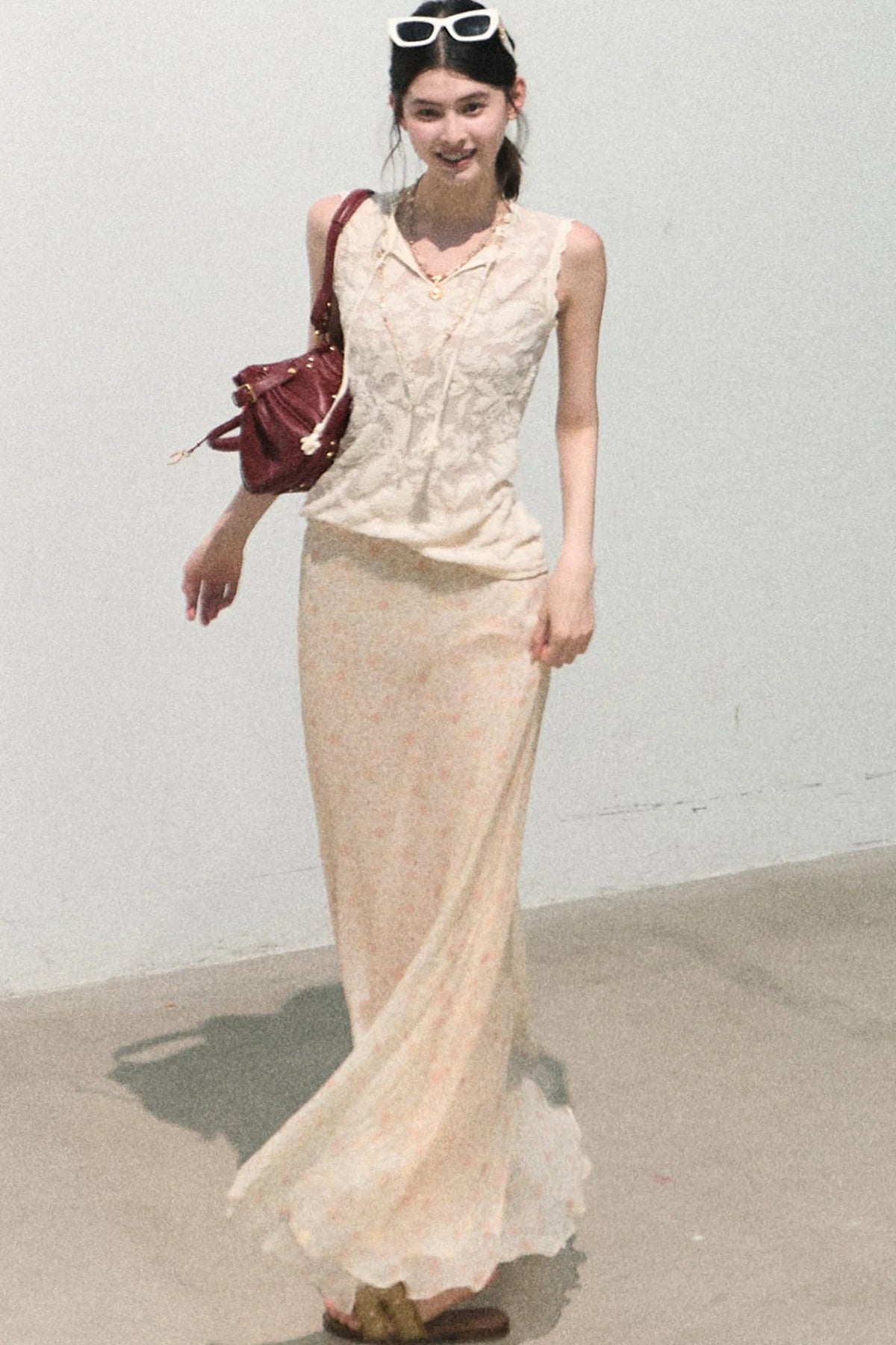 Organza Jacquard Tie Blouse