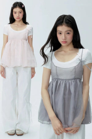Organza Layered Overlay Dress Set-Up