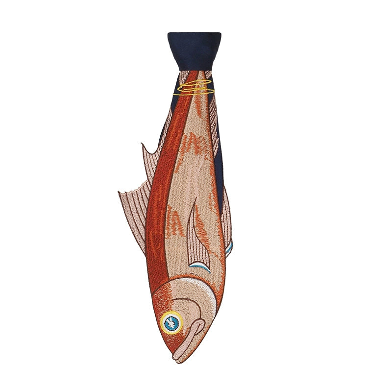 Original Design Fish Embroidery Stitching Neckties