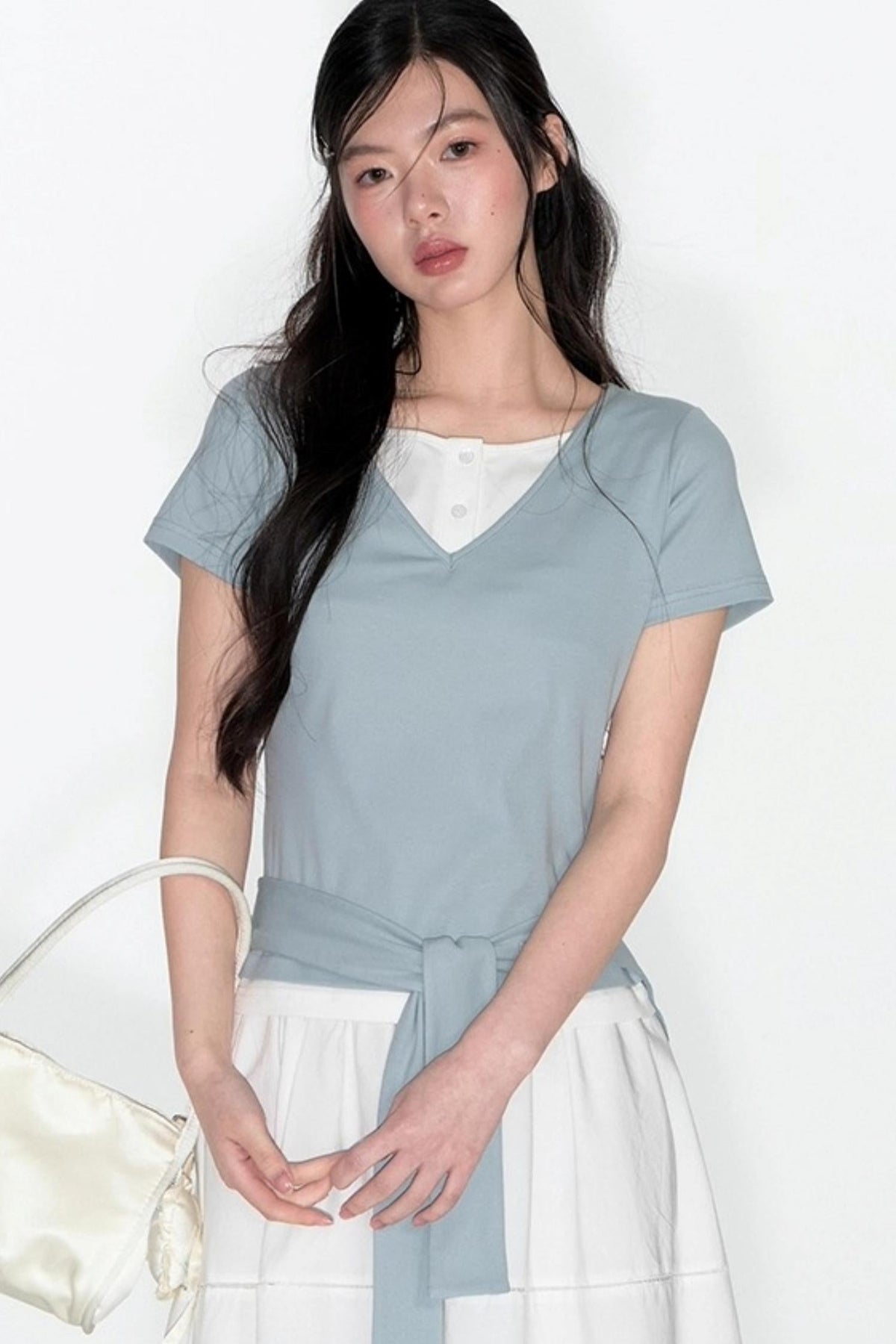 Original Detachable Navy Neck Slim Top