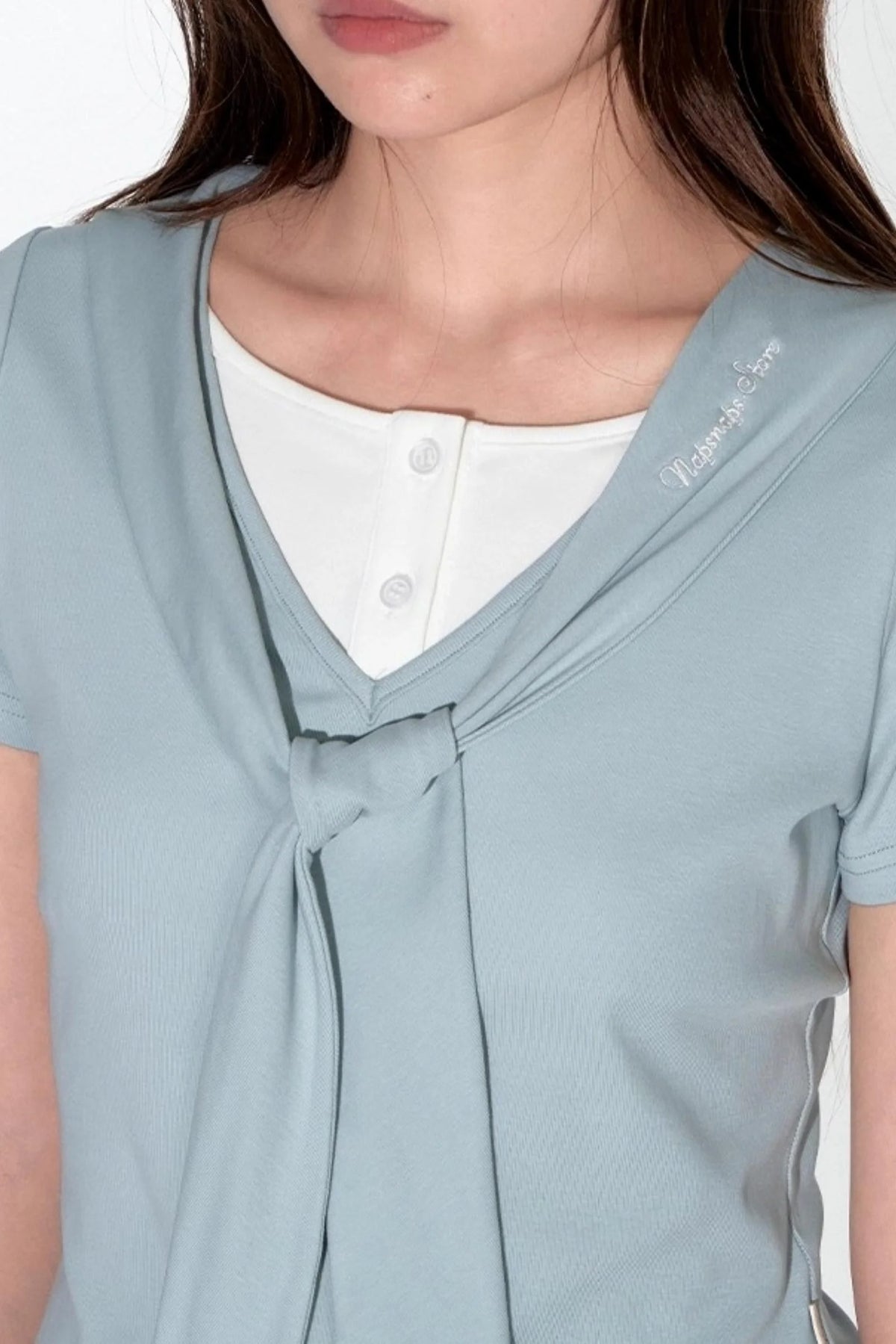 Original Detachable Navy Neck Slim Top