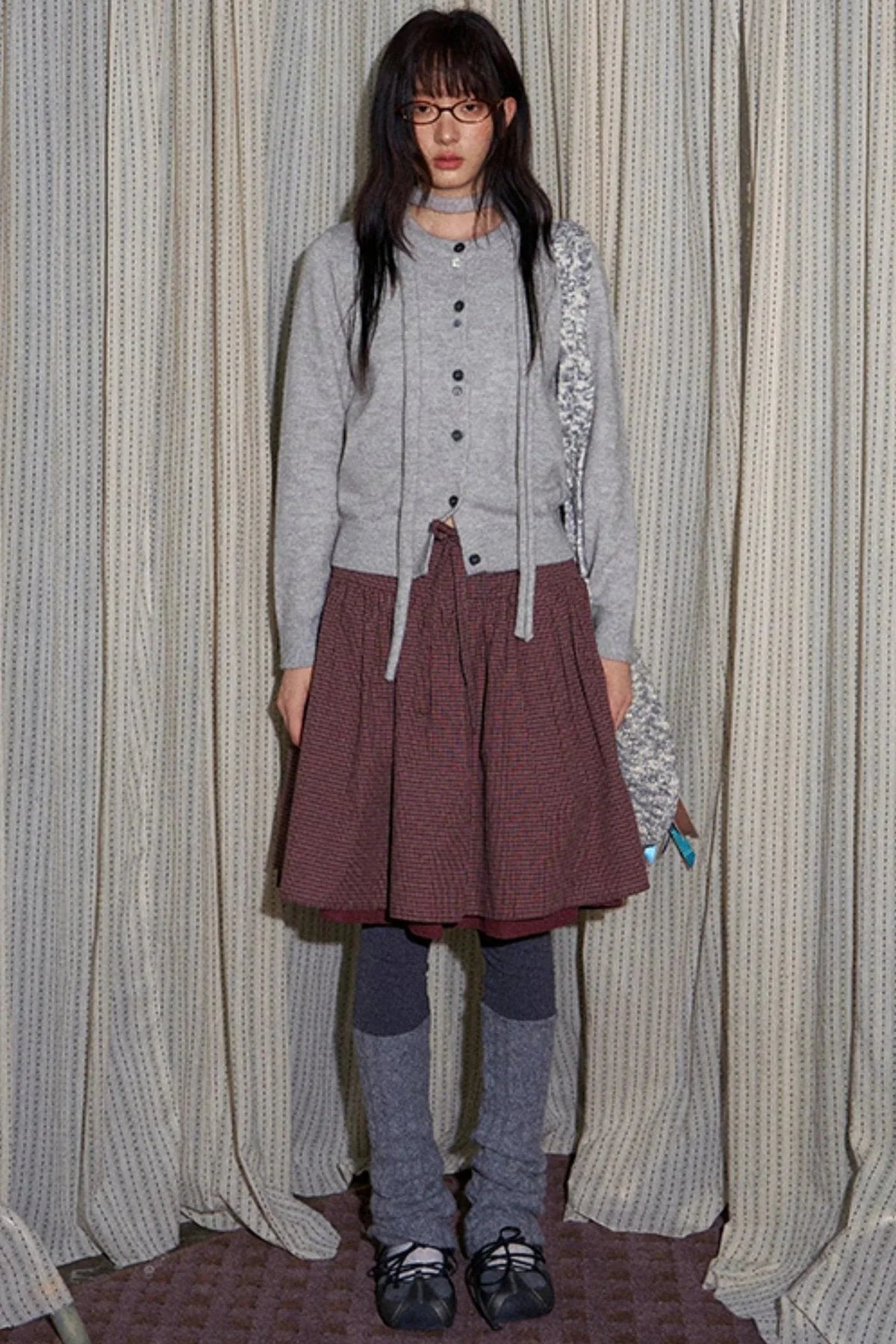 Original Lace-Up Crew Neck Cardigan Set-Up
