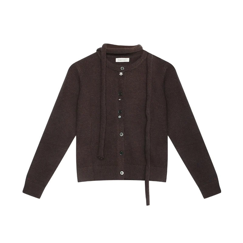 Original Lace-Up Crew Neck Cardigan Set-Up