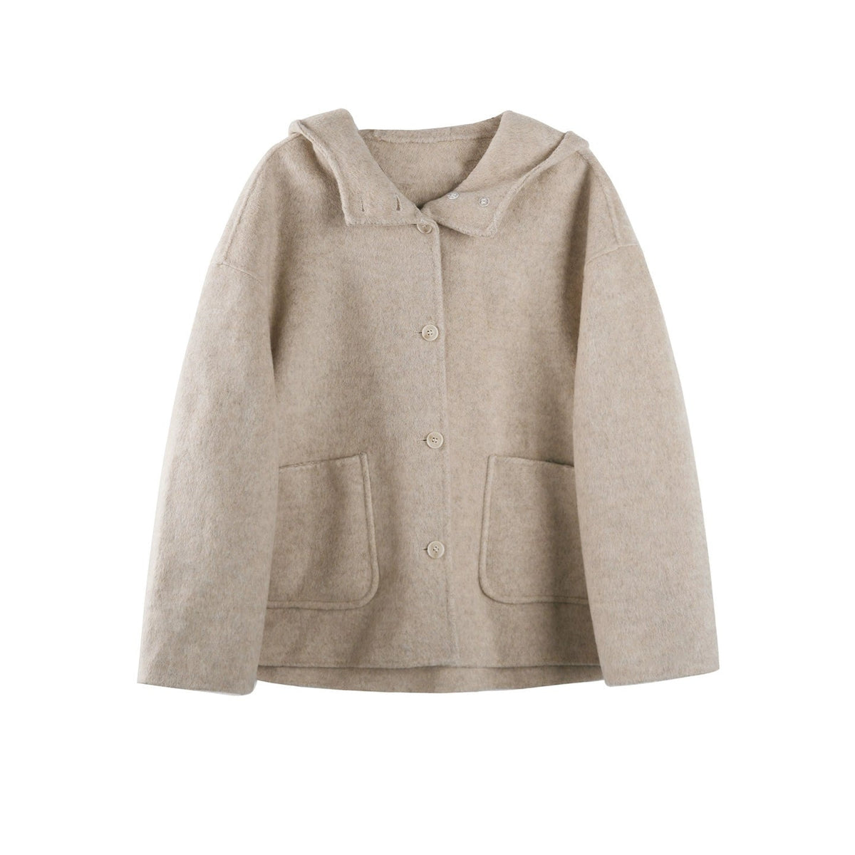 Oxygen Blue Wool Hooded Coat