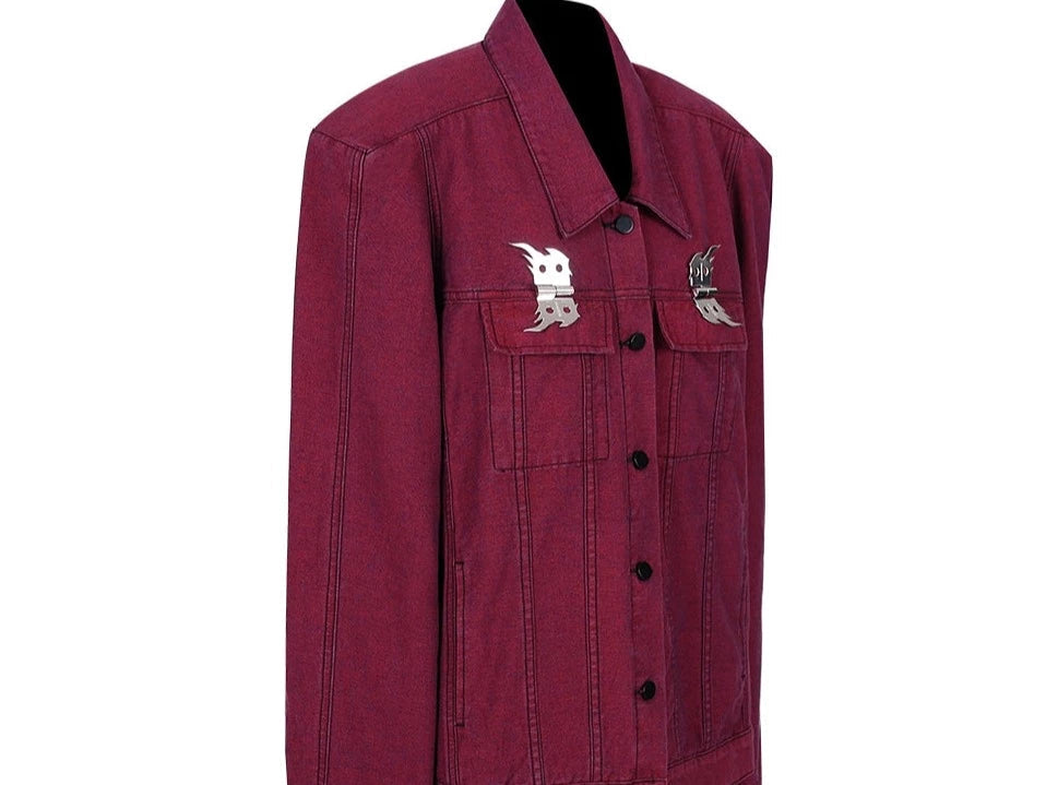 Padded shoulder denim Jacket
