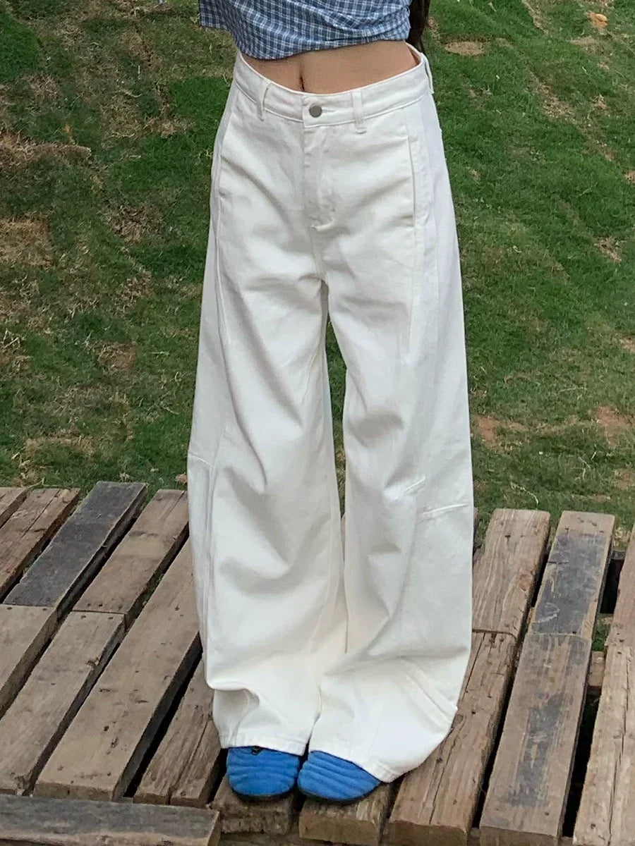 Panel-Seam Wide-Leg Jeans