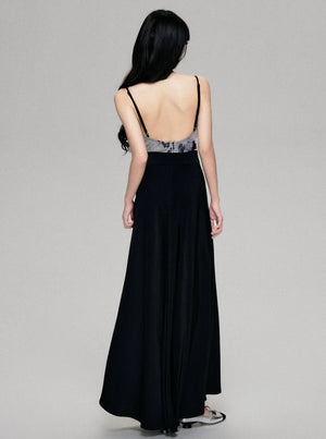 Panelled Butterfly Print Slip Dress
