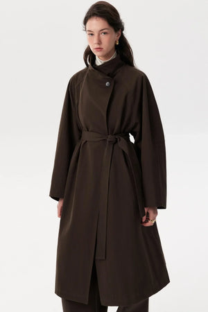 Paper-Textured Stand-Up Collar Coat