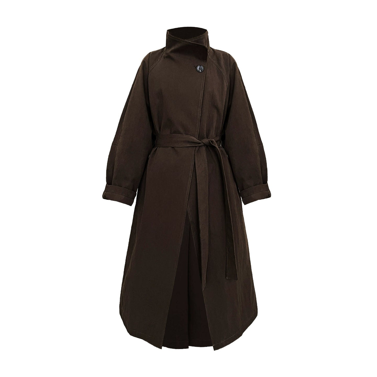 Paper-Textured Stand-Up Collar Coat