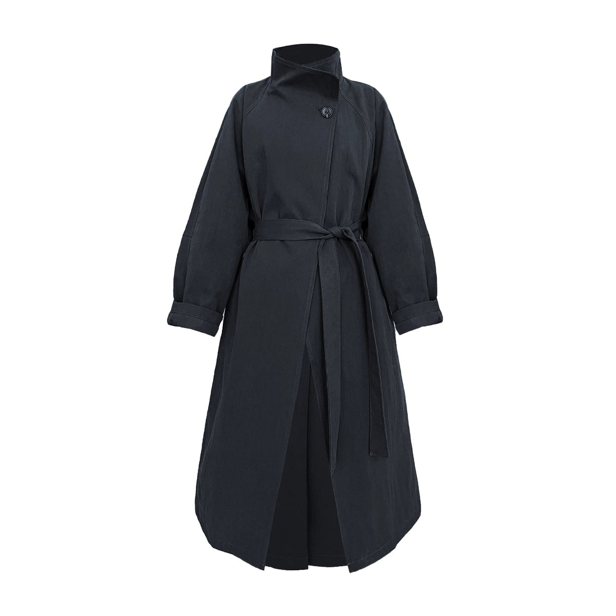 Paper-Textured Stand-Up Collar Coat