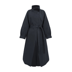Paper-Textured Stand-Up Collar Coat