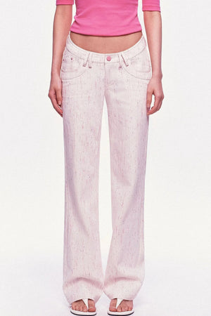 Pastel Dot All-Cotton Low-Waist Flared Jeans