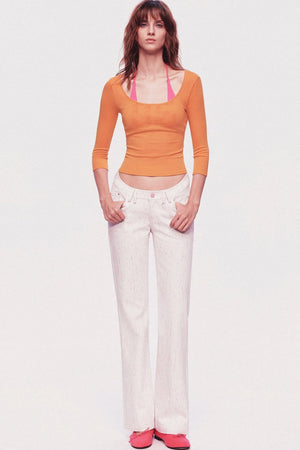 Pastel Dot All-Cotton Low-Waist Flared Jeans
