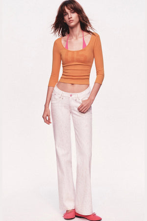 Pastel Dot All-Cotton Low-Waist Flared Jeans