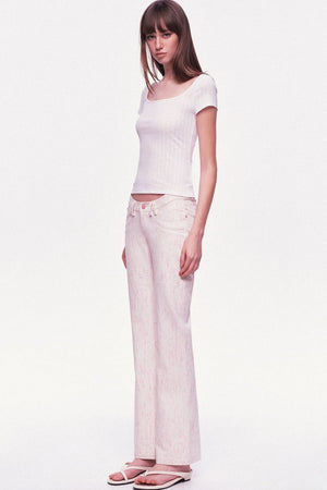Pastel Dot All-Cotton Low-Waist Flared Jeans