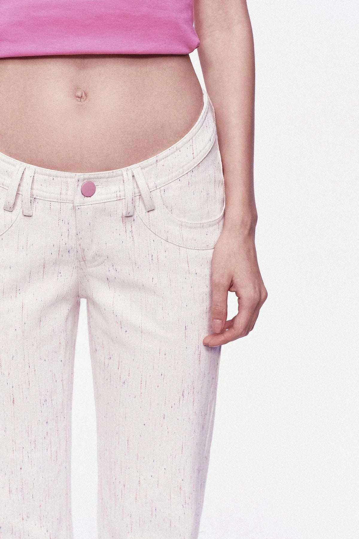 Pastel Dot All-Cotton Low-Waist Flared Jeans