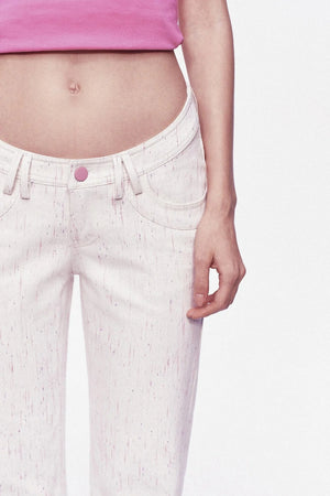 Pastel Dot All-Cotton Low-Waist Flared Jeans