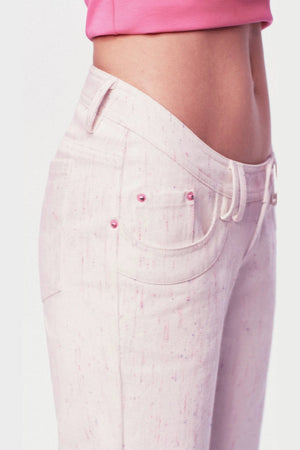 Pastel Dot All-Cotton Low-Waist Flared Jeans