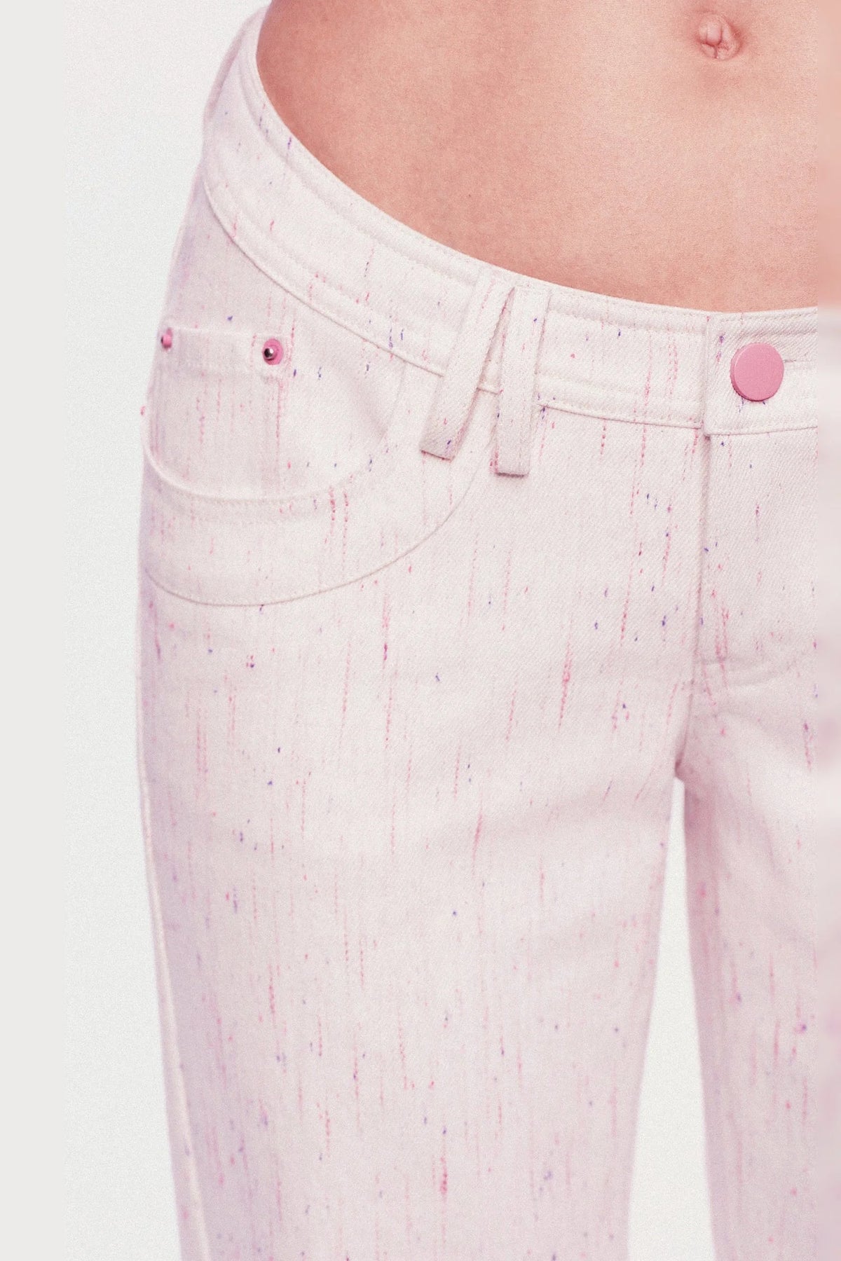 Pastel Dot All-Cotton Low-Waist Flared Jeans