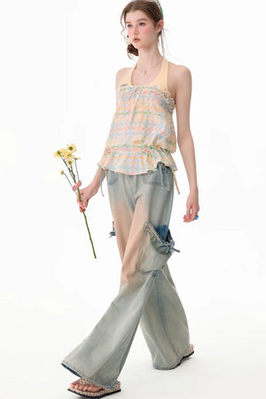Pastel Plaid Halter Neck Top