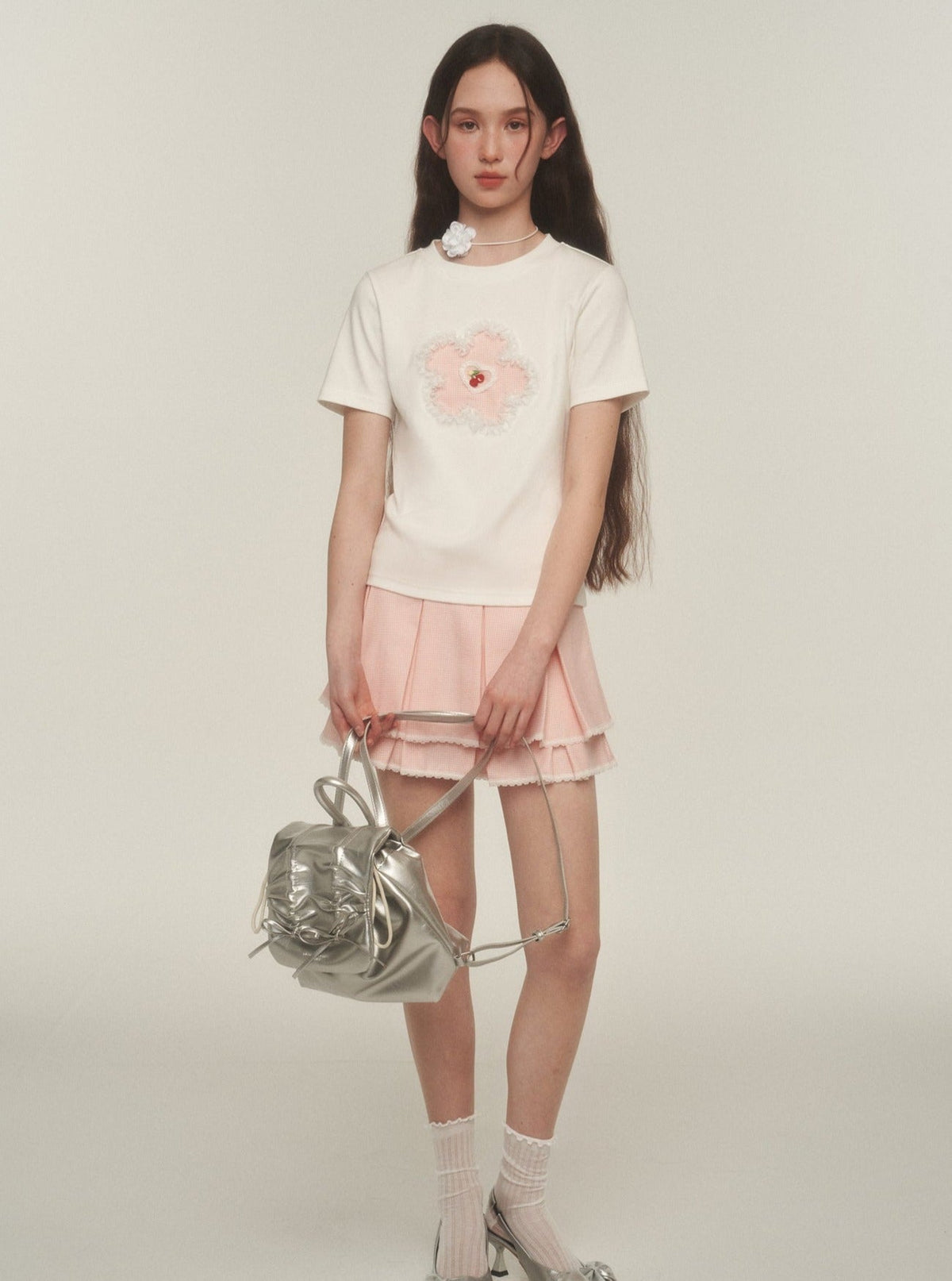 Patch Embroidered Small Flower T-Shirt