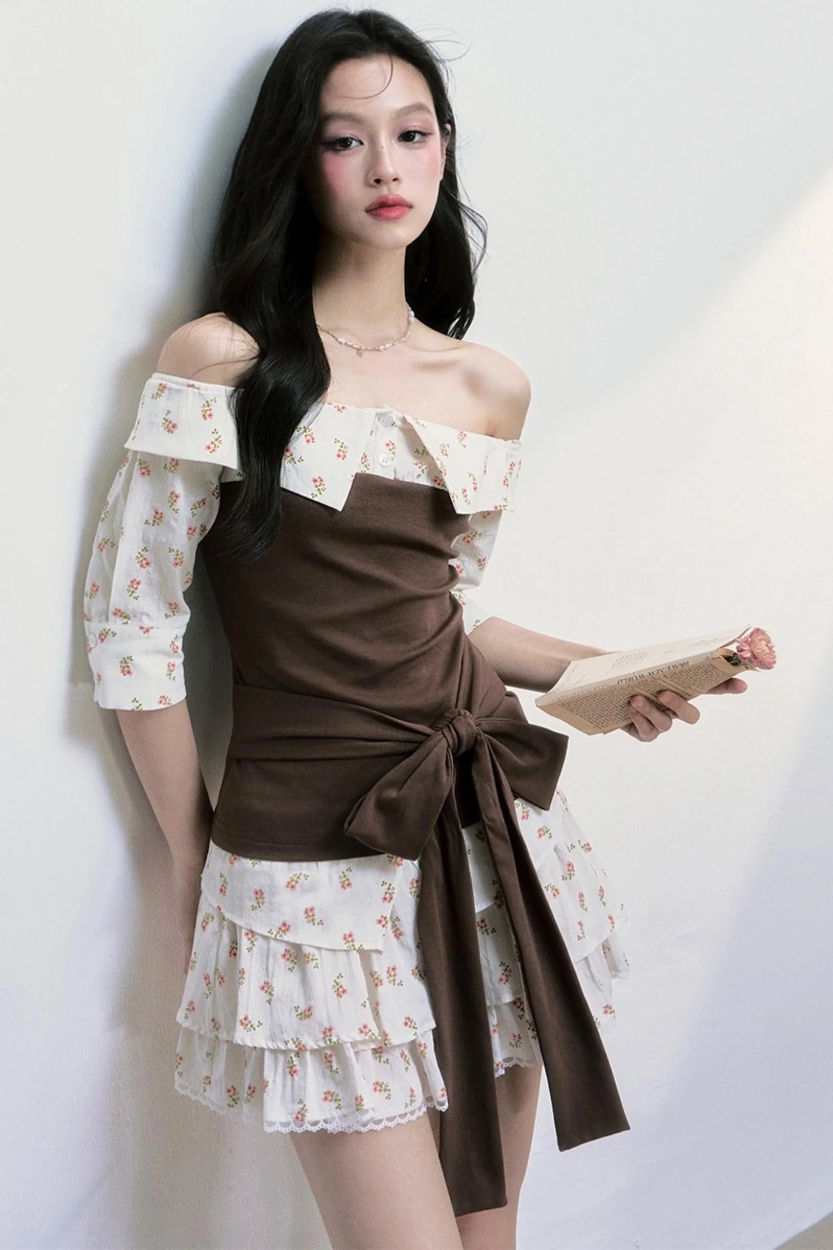 Patchwork Blouse Skirt Set-Up