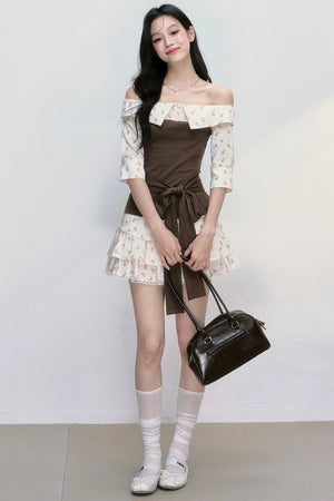 Patchwork Blouse Skirt Set-Up