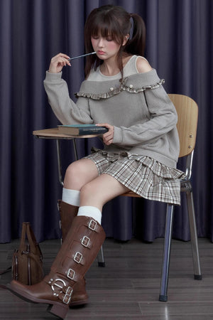 Patchwork Brown Plaid Dress