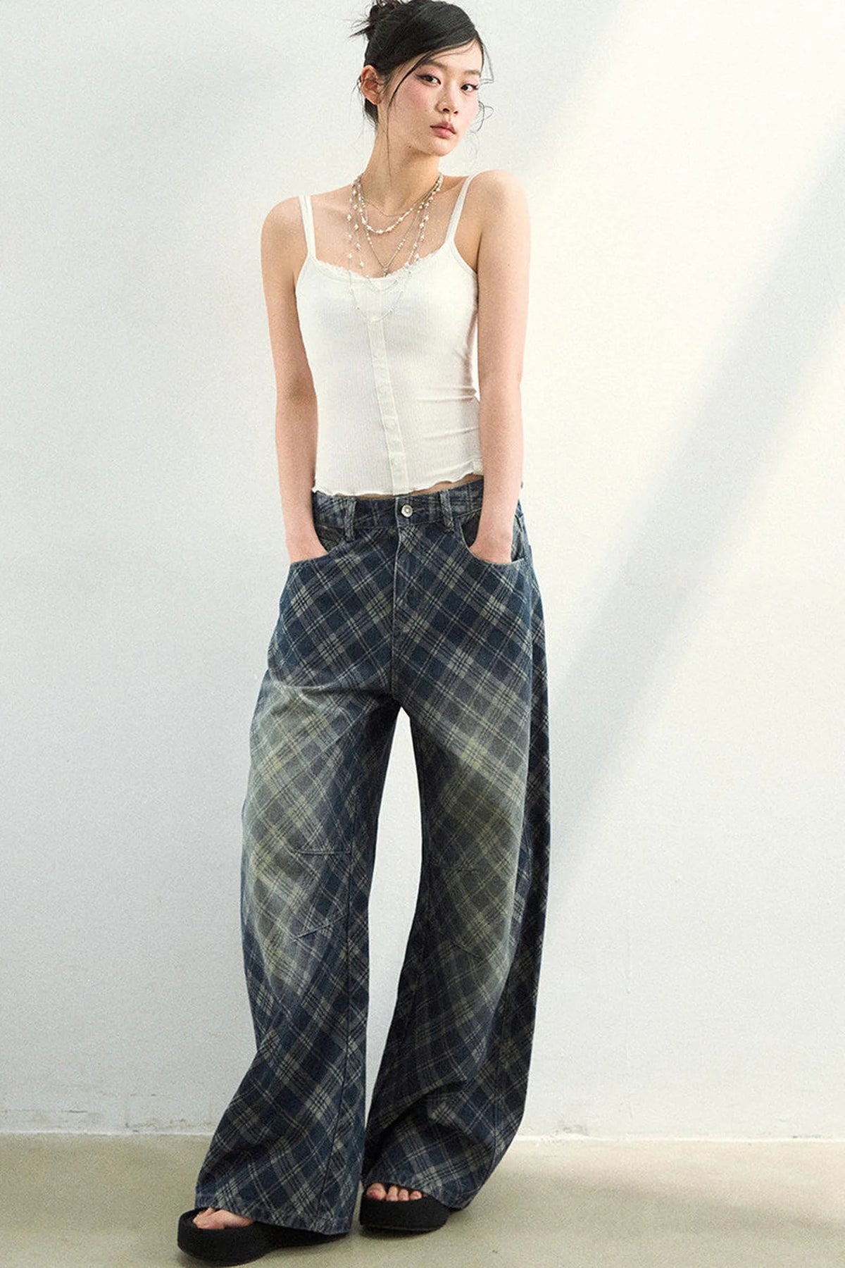 Patchwork Button Camisole Top