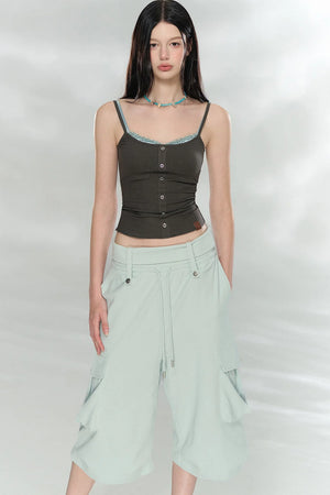 Patchwork Button Camisole Top